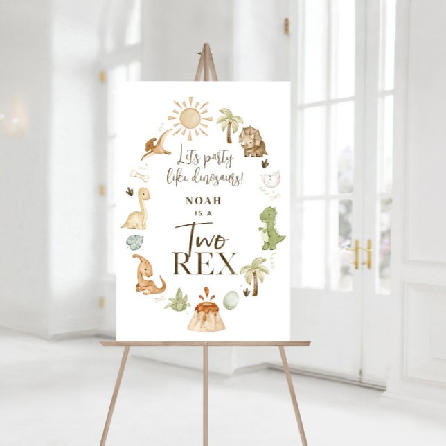 Two Rex Dinosaur 2nd Birthday Party Sign (Two Rex 2nd Birthday Sign)