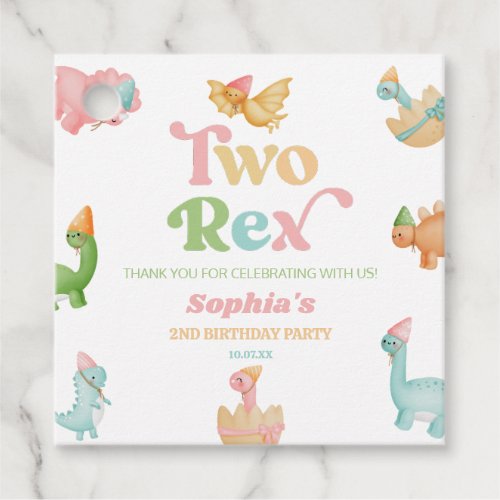 Two Rex Dinosaur 2nd Second Birthday Party Favor Tags