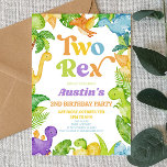 Two Rex Dinosaur 2nd Second Birthday Party Invitation<br><div class="desc">This is a Two Rex Dinosaur 2nd Third Birthday Party Invitation!</div>