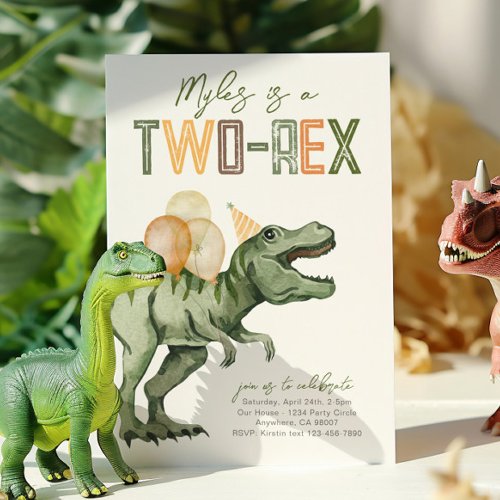 Two_Rex Dinosaur Birthday Invitation