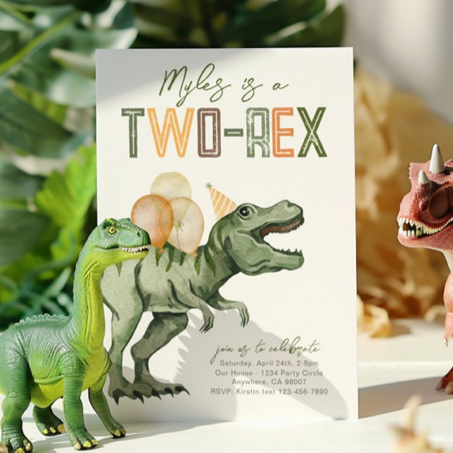 Two-Rex Dinosaur Birthday Invitation (Creator Uploaded)