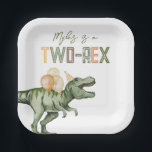 Two-Rex Party Paper Plates<br><div class="desc">Dinosaur Party Plates

Ready to be personalized by you!</div>