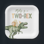 Two-Rex Party Paper Plates<br><div class="desc">Dinosaur Party Plates

Ready to be personalized by you!</div>