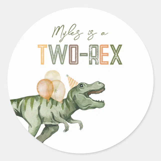 Two-Rex Party Stickers | Zazzle
