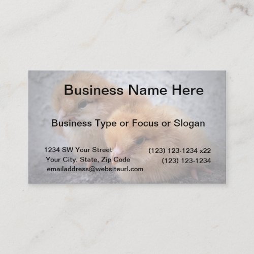 two rhode island red chicks photo vignette business card template