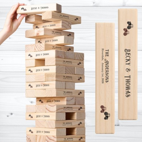 Two Ride Together, Simple Farmer Wedding Topple Tower