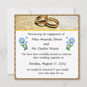 Two Rings and a Bible Save the Date Invitation