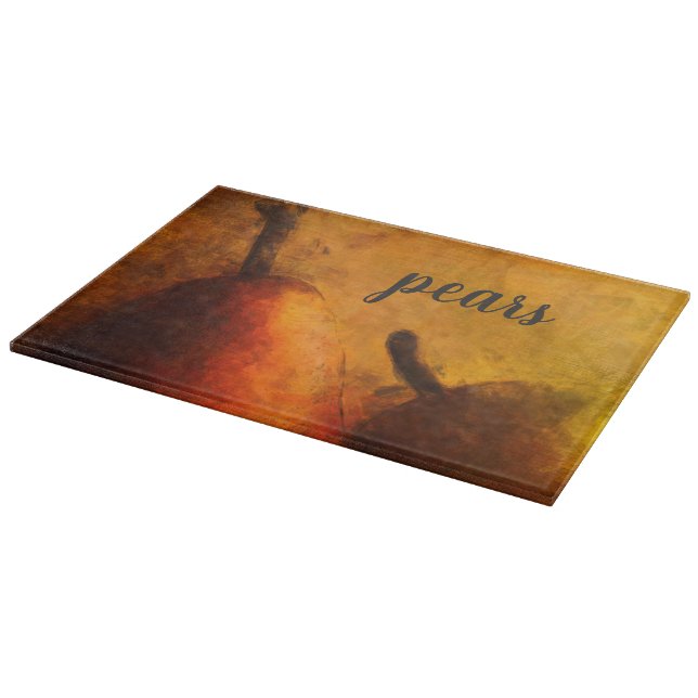 Two Ripe Pear Golden Art Cutting Board (Corner)