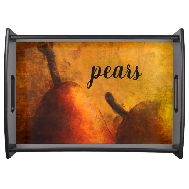 Two Ripe Pear Golden Art Serving Tray (Front)