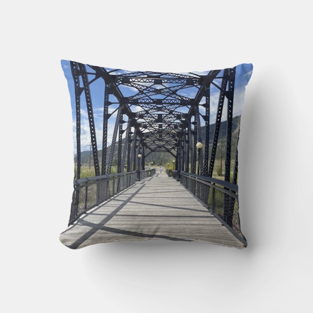 Two Rivers Bridge Throw Pillow (Front)