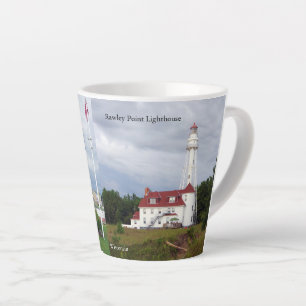 Two Rivers Pier Light & Rawley Point Lighthouse Latte Mug