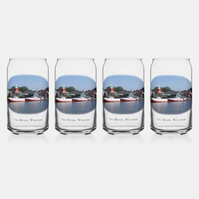 Two Rivers, Wisconsin can glass (Front)