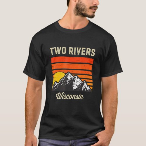 Two Rivers Wisconsin Retro City State Usa T_Shirt