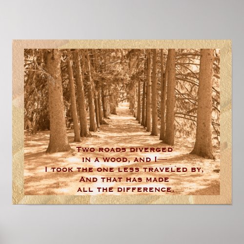 Two roads _ Robert Frost quote _ art print