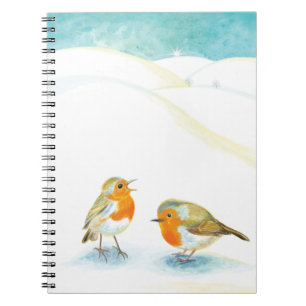 Two Robin redbreasts in Winter  Notebook