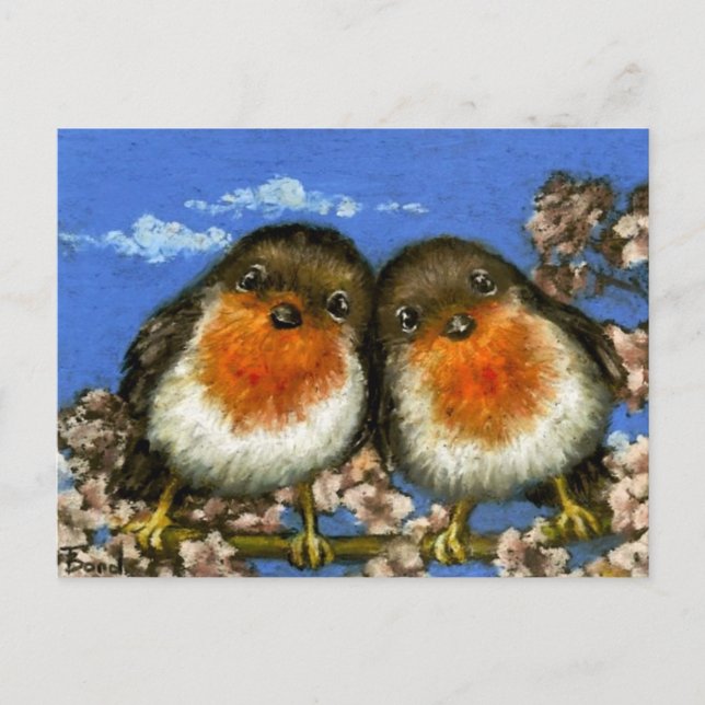Two robins postcards by Tanya Bond (Front)