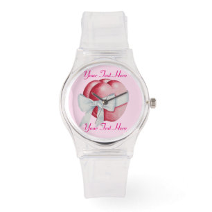 two romantic hearts tied with white bow watch