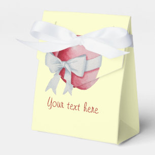 two romantic red love hearts tied with white bow favor boxes