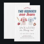 Two Rookies One Team Baseball Twin Brother  Invitation<br><div class="desc">Double the fun,  double the home runs! Celebrate your twin boys’ special day with this “Two Rookies,  One Team” baseball birthday invitation. Featuring classic bat and ball graphics,  this design is perfect for a vintage sports-themed celebration.</div>