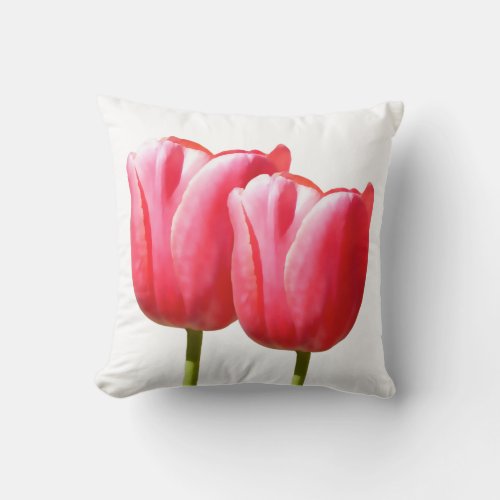 Two Rose Tulip Stems Throw Pillow