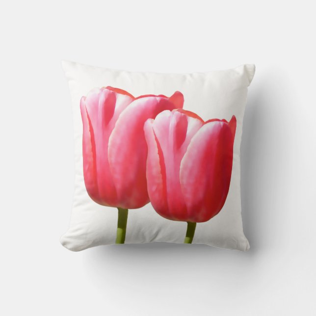 Two Rose Tulip Stems Throw Pillow (Front)