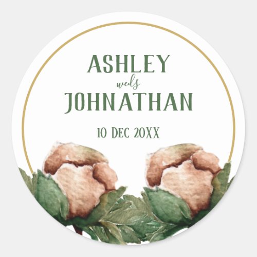 Two Rose with Golden Circle Classic Round Sticker