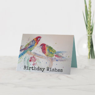 Two Rosella Parrots Watercolour Birthday Card