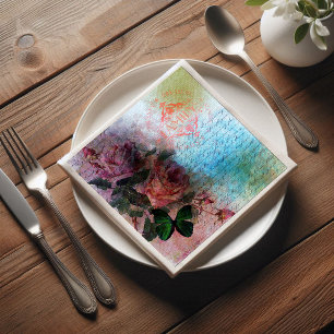 Two Roses Floral Family Ephemera Decoupage Napkins