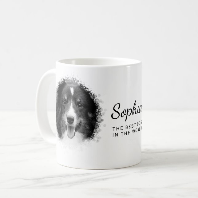 Two Round Custom Pet Photo Templates & Black Text Coffee Mug (Front Left)