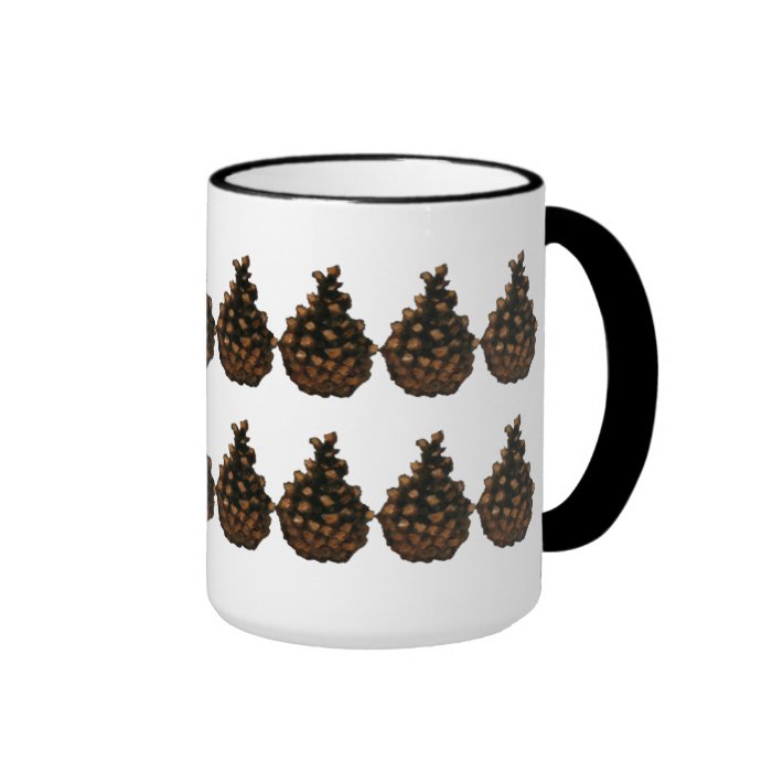 Two Rows of Pine Cones  Oil Pastel Art Mugs