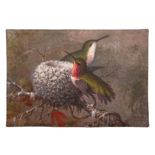 TWO RUBY THROATS BY THEIR NEST Cloth Placemat