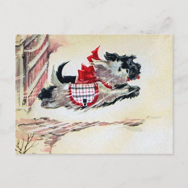 Two Running Scotties Postcard (Front)