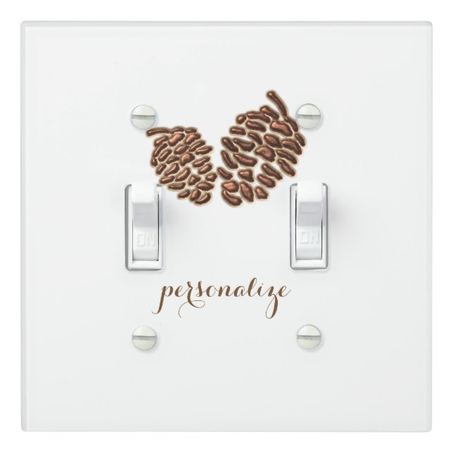 Two Rustic Pine Cones Country Farmhouse Chic Light Switch Cover (In Situ)