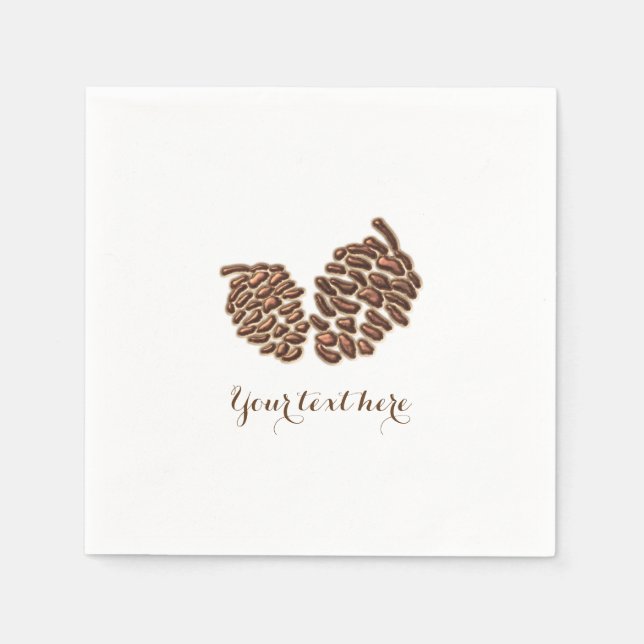 Two Rustic Pine Cones Country Wedding Reception Napkins (Front)