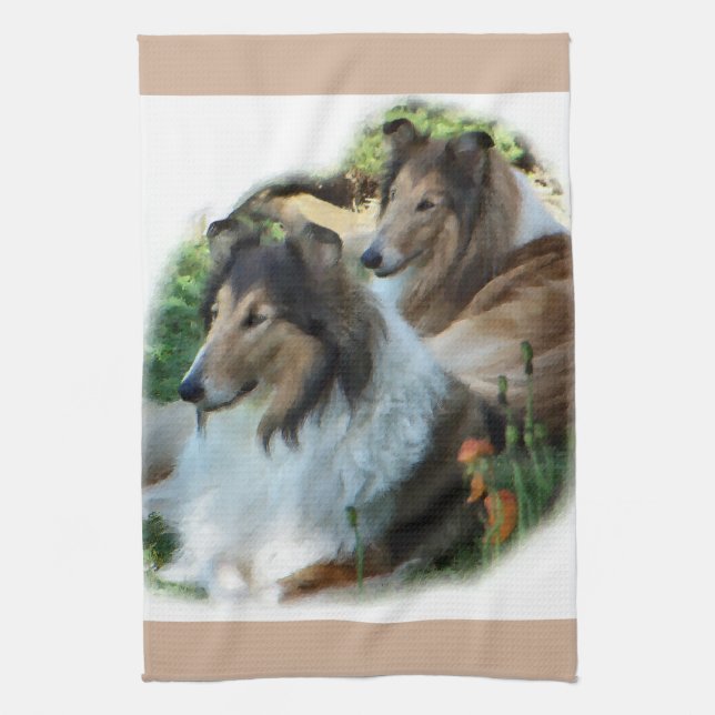 Two Sable Rough Collies Art Gifts Towel (Vertical)