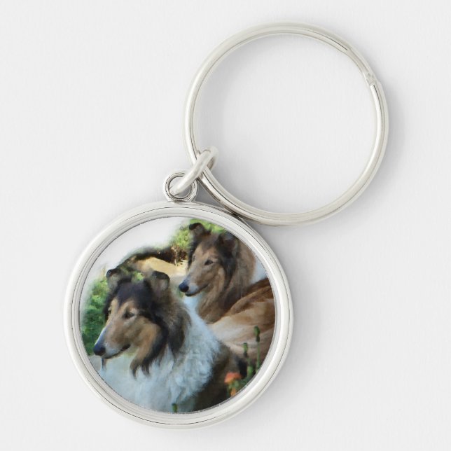 Two Sable Rough Collies Keychain (Front)