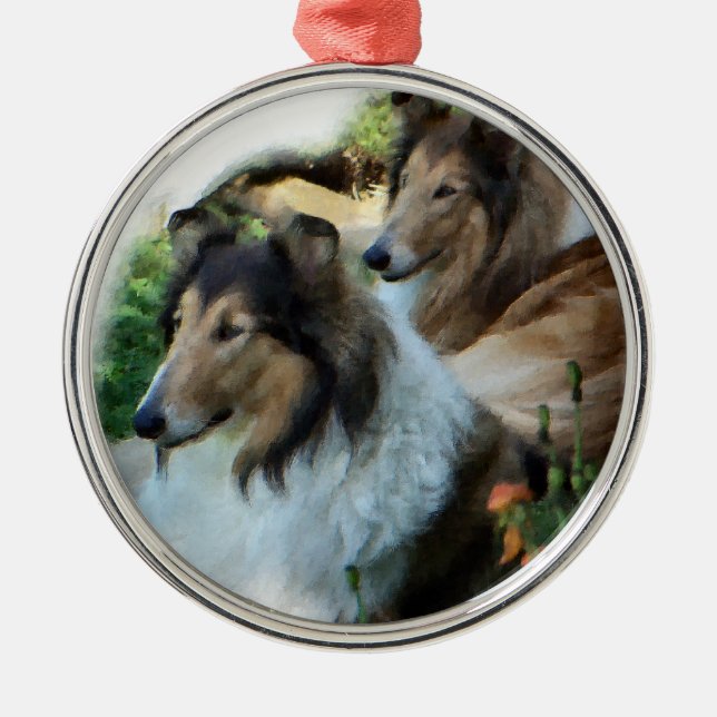 Two Sable Rough Collies Metal Ornament (Front)
