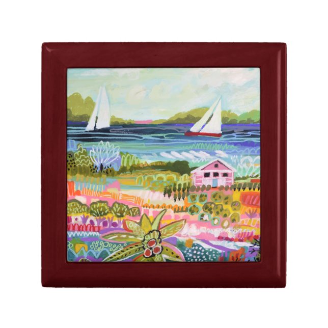 Two Sailboats and Cottage Gift Box (Front)