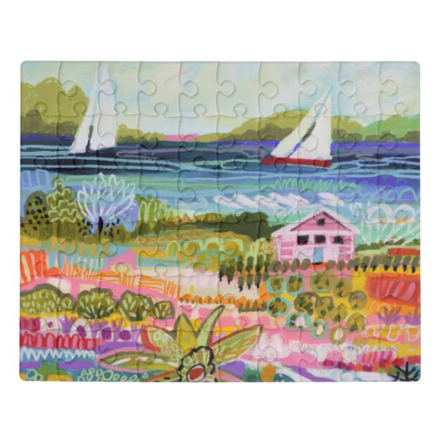 Two Sailboats and Cottage Jigsaw Puzzle (Puzzle Horizontal)