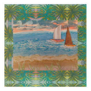 Two Sailboats Cloudy Skies Acrylic Print