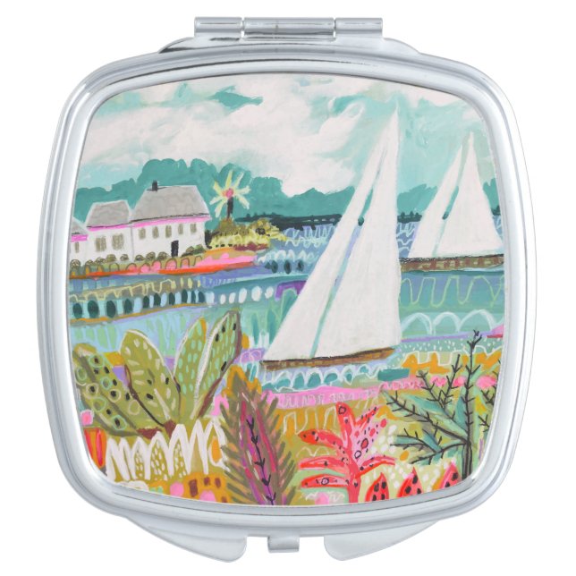 Two Sailboats Compact Mirror (Front)