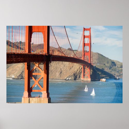 Two Sailboats Golden Gate Bridge San Francisco Bay Poster