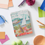 Two Sailboats iPad Pro Cover<br><div class="desc">Two Sailboats and Cottage II by Karen Fields. Features two sailboats floating in the water surrounded by colorful flowers and cottages.</div>