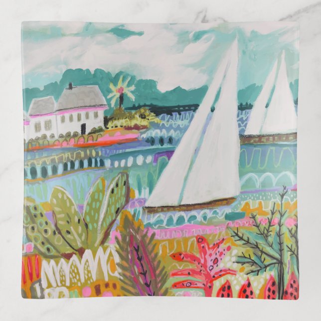 Two Sailboats Trinket Tray (Front)
