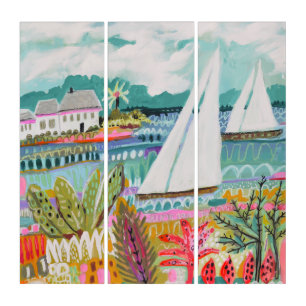 Two Sailboats Triptych