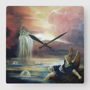 TWO SAINT JOHN AND FALLEN ANGEL SQUARE WALL CLOCK