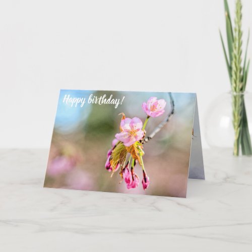 Two Sakura Flowers On A Tip Of A Twig In Spring Card