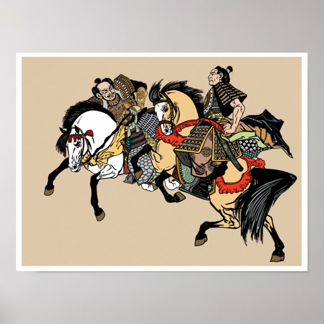 Two Samurai horsemen. Graphic art Poster (Front)