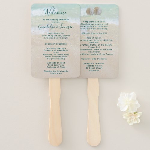 Two Sand Dollars Beach Scene Fan Wedding Program