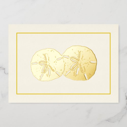 Two Sand Dollars Gold Wedding Thank You Card